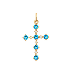 Крест из золота с полудрагоценными вставками