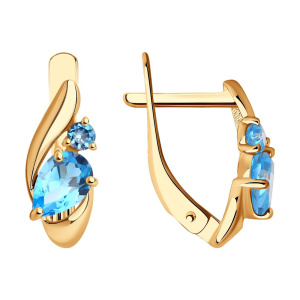 Серьги из золота с полудрагоценными вставками