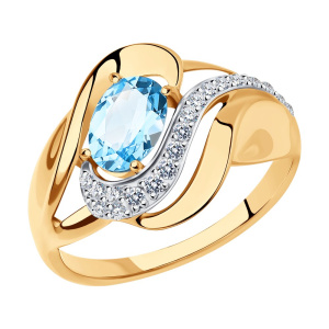 Кольцо из золота с полудрагоценными вставками