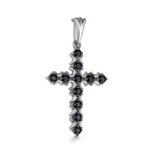 Крест  из золота с цветными драгоценными вставками