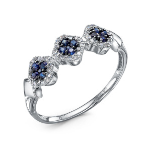 Кольцо из золота с цветными драгоценными вставками