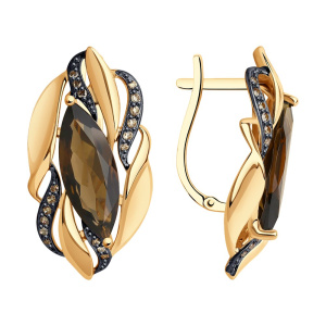 Серьги из золота с полудрагоценными вставками