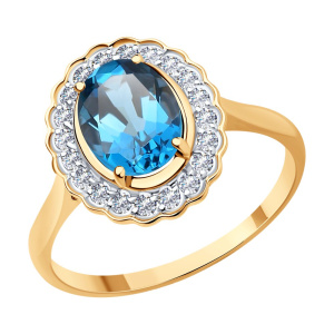 Кольцо из золота с полудрагоценными вставками