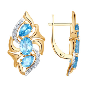 Серьги из золота с полудрагоценными вставками