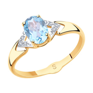 Кольцо из золота с полудрагоценными вставками