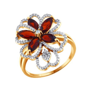 Кольцо из золота с полудрагоценными вставками