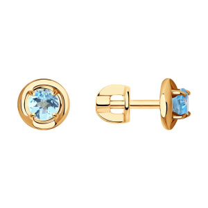 Пуссеты из золота с полудрагоценными вставками