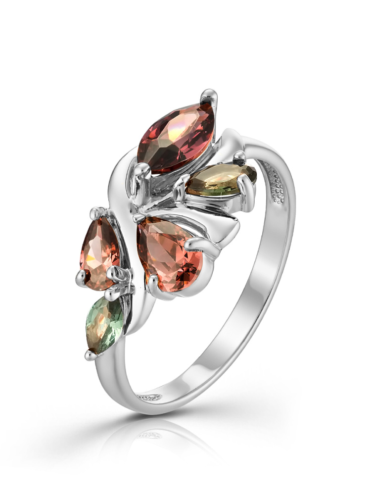 Кольцо из серебра с полудрагоценными вставками