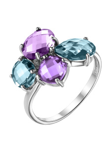 Кольцо из серебра с полудрагоценными вставками