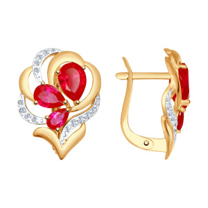 Серьги из золота с полудрагоценными вставками