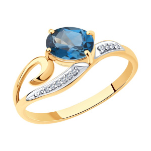 Кольцо из золота с полудрагоценными вставками