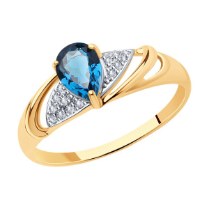 Кольцо из золота с полудрагоценными вставками