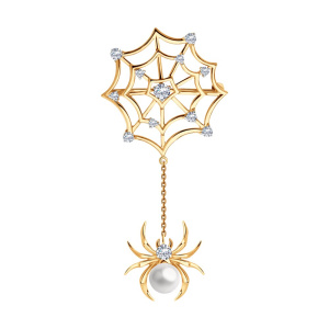 Брошь из золота с полудрагоценными вставками