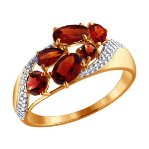 Кольцо из золота с полудрагоценными вставками