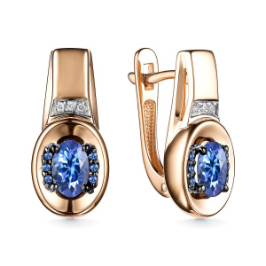 Серьги из золота с цветными драгоценными вставками