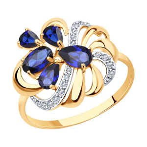 Кольцо из золота с полудрагоценными вставками