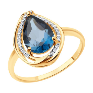 Кольцо из золота с полудрагоценными вставками