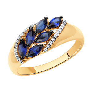 Кольцо из золота с полудрагоценными вставками