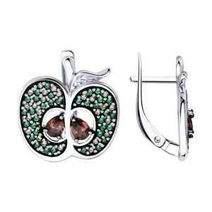 Серьги из серебра с полудрагоценными вставками