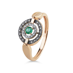 Кольцо из золота с цветными драгоценными вставками