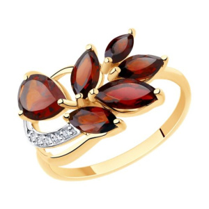 Кольцо из золота с полудрагоценными вставками