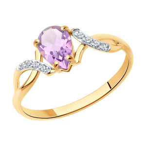 Кольцо из золота с полудрагоценными вставками