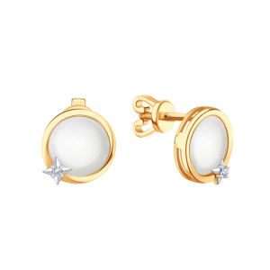 Пуссеты из золота с полудрагоценными вставками