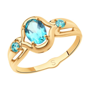 Кольцо из золота с полудрагоценными вставками