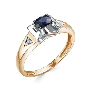 Кольцо из золота с цветными драгоценными вставками