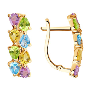 Серьги из золота с полудрагоценными вставками