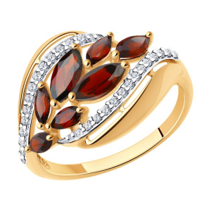 Кольцо из золота с полудрагоценными вставками