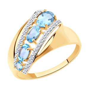 Кольцо из золота с полудрагоценными вставками