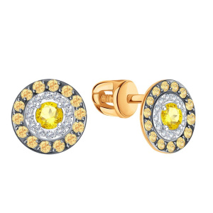 Серьги из золота с цветными драгоценными вставками