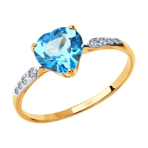 Кольцо из золота с полудрагоценными вставками