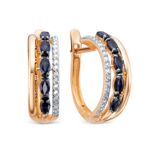 Серьги из золота с цветными драгоценными вставками