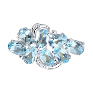 Брошь из серебра с полудрагоценными вставками