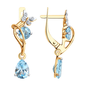 Серьги из золота с полудрагоценными вставками