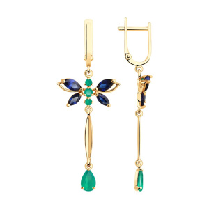 Серьги из золота с полудрагоценными вставками