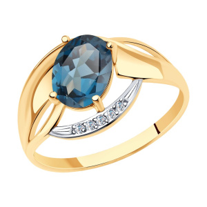 Кольцо из золота с полудрагоценными вставками