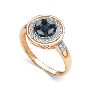 Кольцо из золота с цветными драгоценными вставками