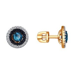 Пуссеты из золота с полудрагоценными вставками