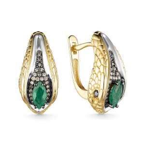 Серьги из золота с цветными драгоценными вставками