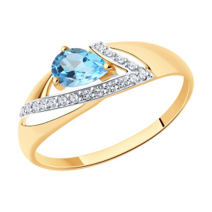 Кольцо из золота с полудрагоценными вставками