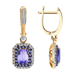 Серьги из золота с цветными драгоценными вставками