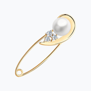 Брошь из золота с полудрагоценными вставками