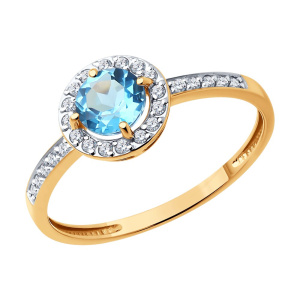 Кольцо из золота с полудрагоценными вставками