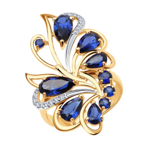 Кольцо из золота с полудрагоценными вставками