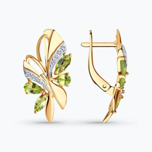 Серьги из золота с полудрагоценными вставками