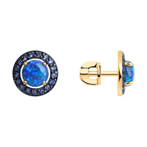 Пуссеты из золота с полудрагоценными вставками