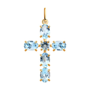 Крест из золота с полудрагоценными вставками